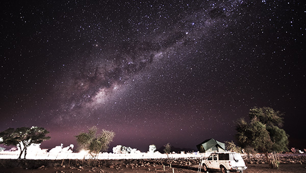 The milky way over a campsite in Sesriem Namibia