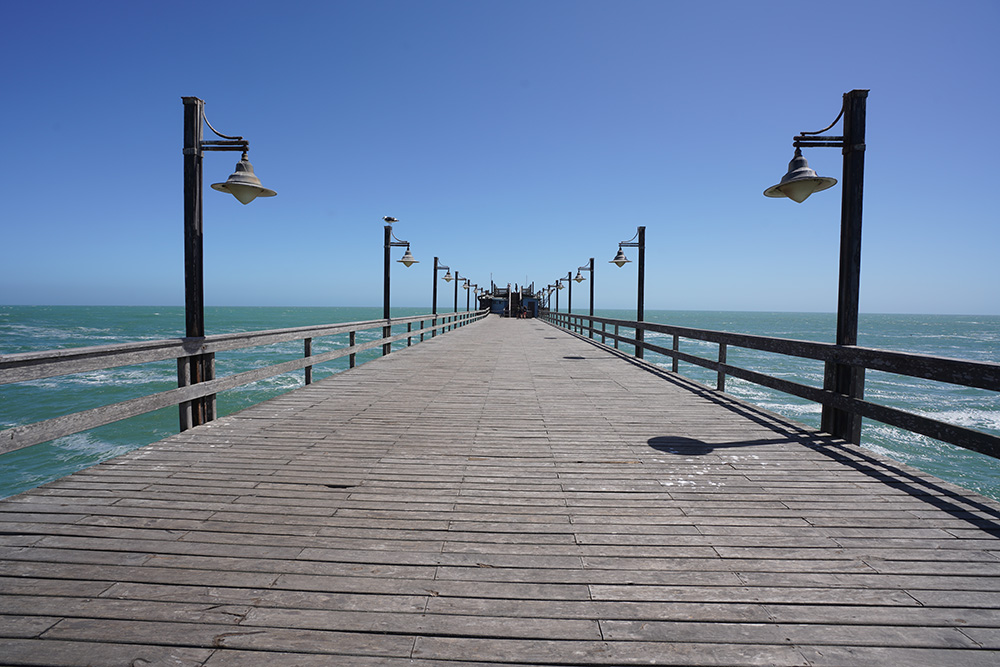 The historic jetty at Swakopmund stretching into the Atlantic Ocean