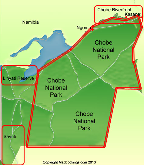 map of chobe park botswana