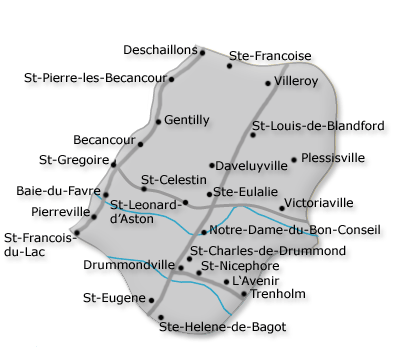 Map of Centre-du-Québec Canada