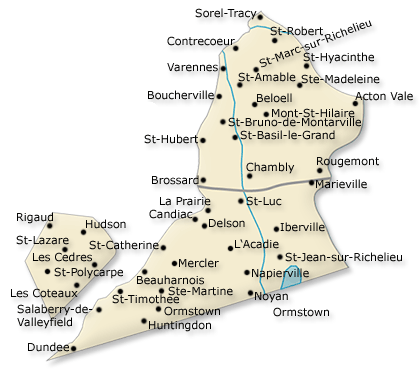 Map of Montérégie Canada