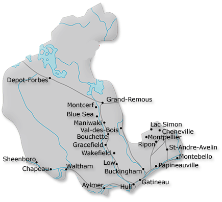 Map of Outaouais Canada