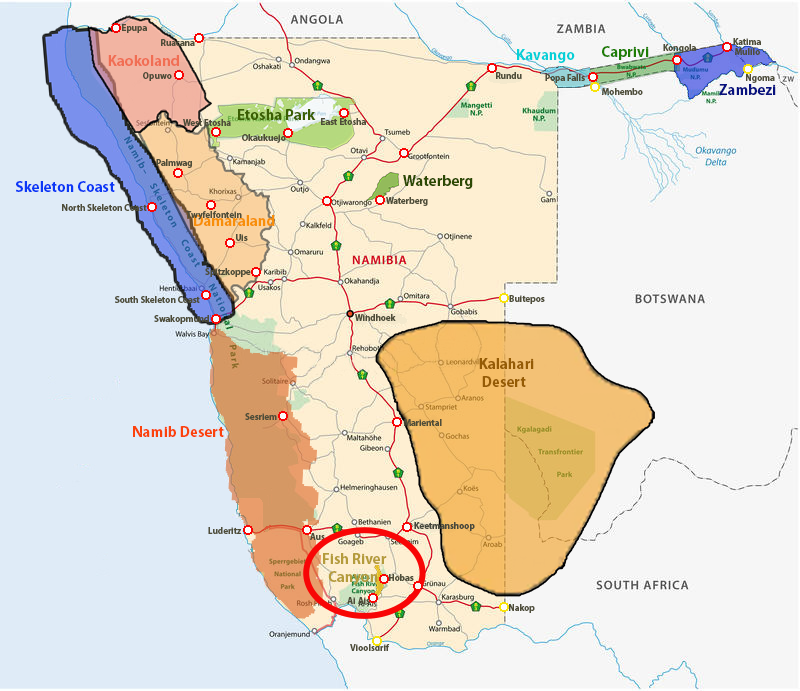 Map of the Fish River Canyon area, Namibia