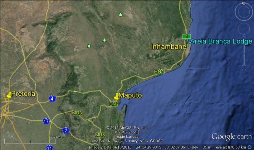 directions to Areia Branca Lodge Barra map