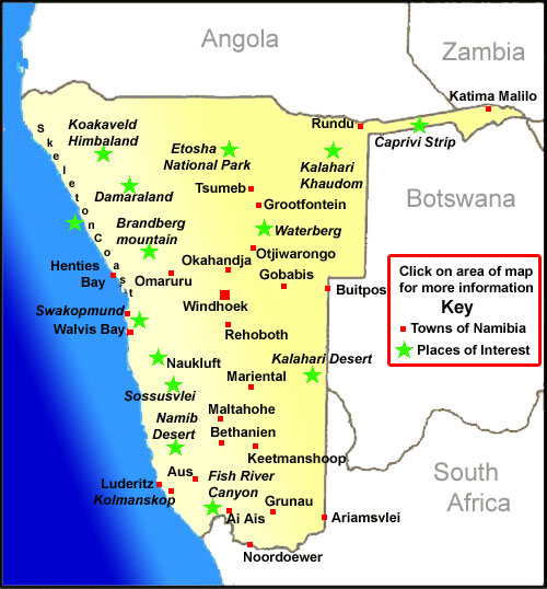 map of namibia