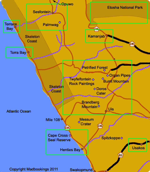 Map of Damaraland Namibia