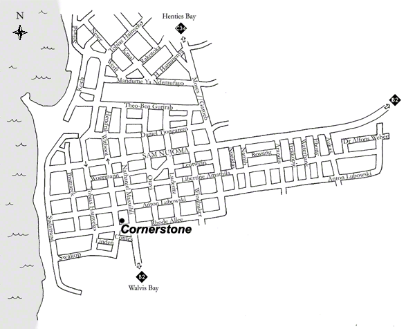 directions to Cornerstone Guesthouse Swakopmund map