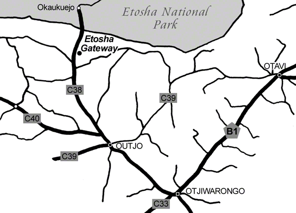 directions to Toshari Lodge Etosha map