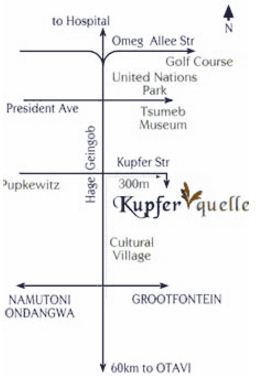 directions to Kupferquelle Resort Tsumeb map