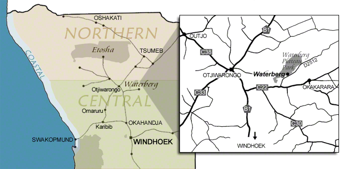 directions to Waterberg Restcamp Waterberg map
