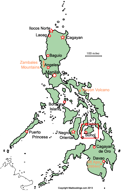 Map of the Bohol Philippines