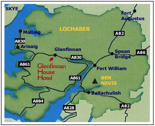 Map to Glenfinnan Hotel