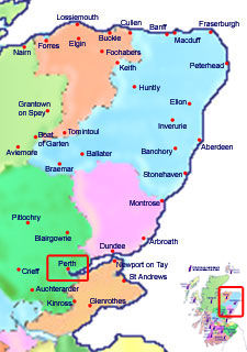 Map showing Perth Scotland 