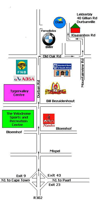 directions and map to lekkerbly guesthouse
