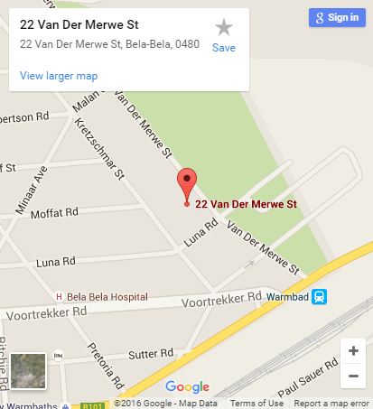 directions to Golden Lantern Guest House Bela-Bela map