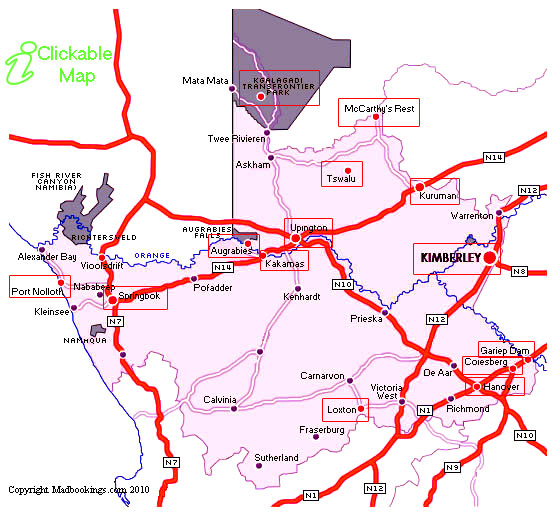 map of northern cape province south africa