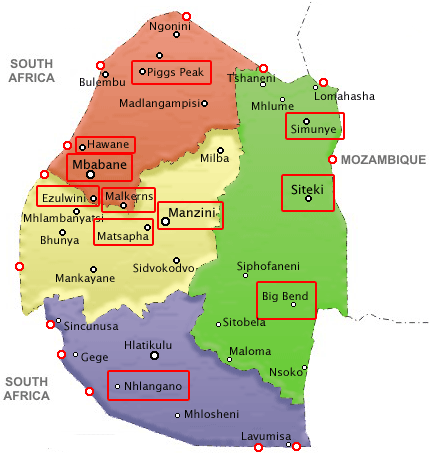 map of Swaziland