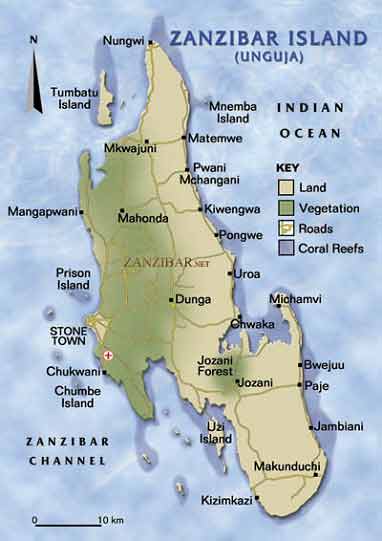 Map of Zanzibar Island